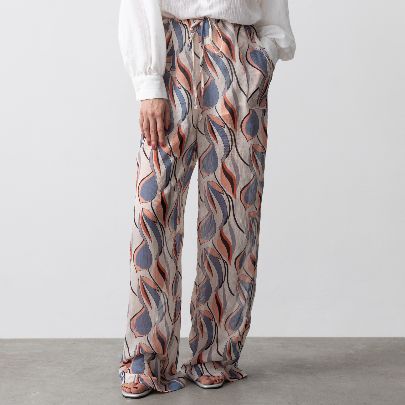 Picture of Patterned pleated silk women's pants