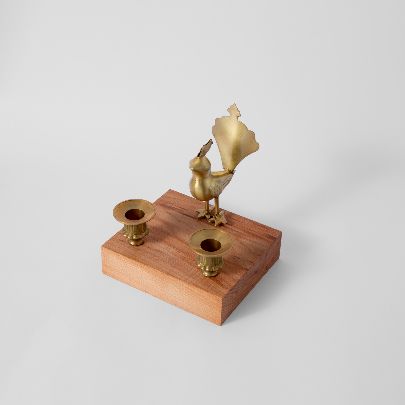 Picture of Brass and wood candlestick