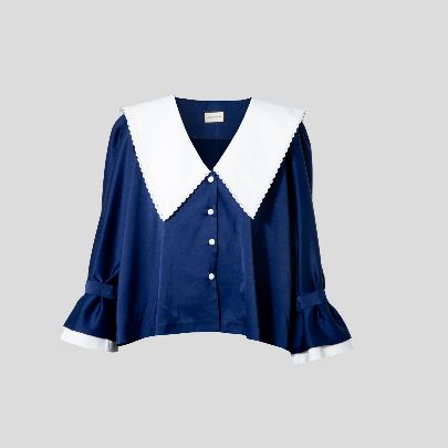 Picture of Navy satin and cotton women's shirt