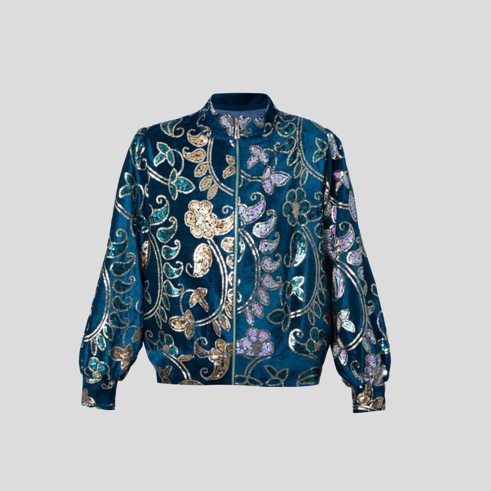 Picture of Women's blue sequined velvet jacket