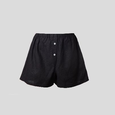 Picture of  Set of women's black linen shirt and shorts