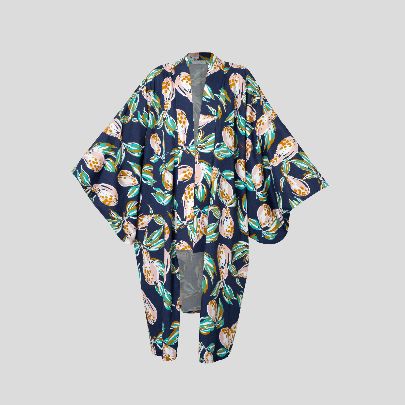 Picture of  Women's floral navy cotton kimono