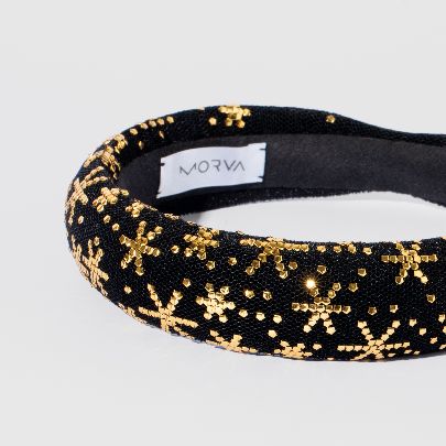 Picture of Black and gold khous embroidered headband 