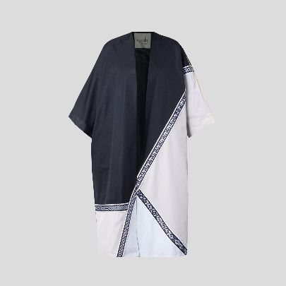 Picture of  Women's long black and cream raincoat 