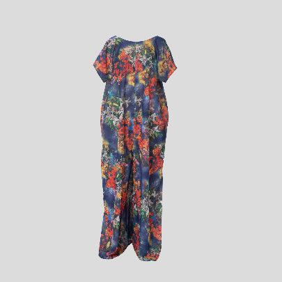 Picture of Patterned blue silk overal for women