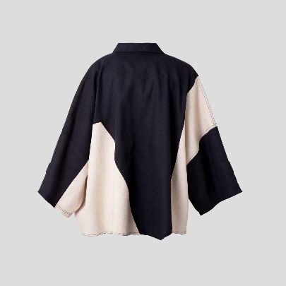 Picture of Cream black linen coat