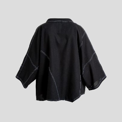 Picture of  Short black linen women's coat