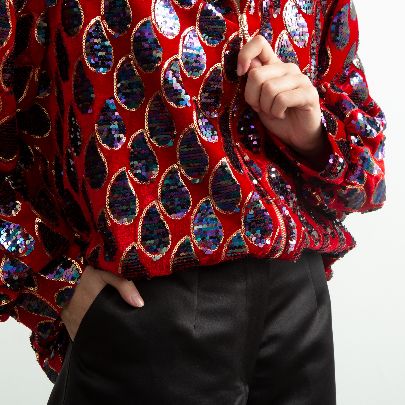 Picture of Women's red sequined velvet jacket