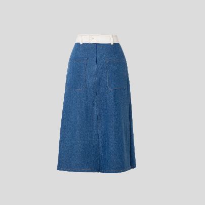 Picture of Zipper denim midi skirt