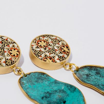 Picture of Women's Adorn blue brass earrings