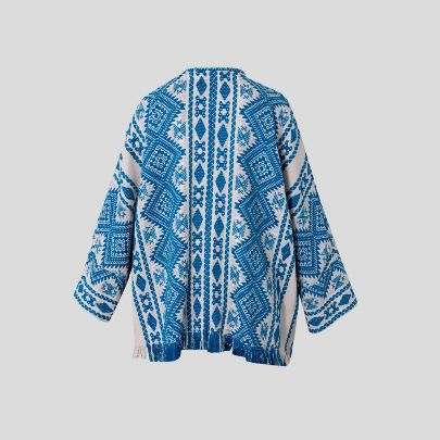 Picture of Blue and white Indian poncho coat