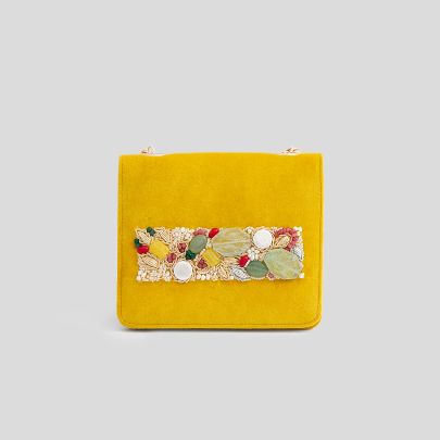 Picture of Yellow  velvet Clutch