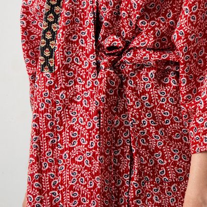 Picture of Printed red patchwork kimono