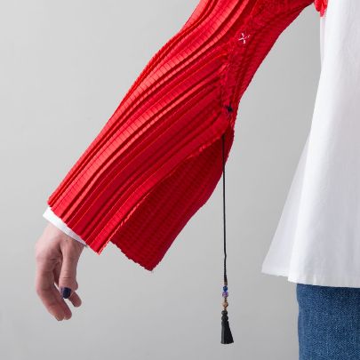 Picture of Red pleated sleeves