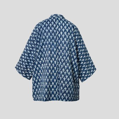 Picture of Printed blue patch work kimono