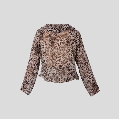 Picture of Women's brown silk blouse with leopard print