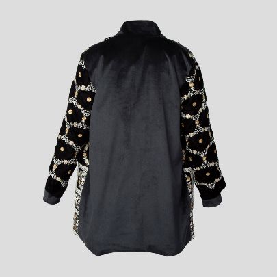 Picture of Studded effect black velvet blazer