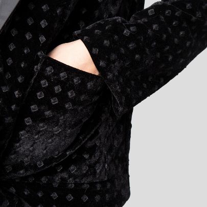 Picture of Studded effect black velvet blazer