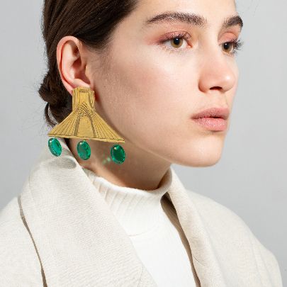 Picture of Azadi square earrings and butterfly