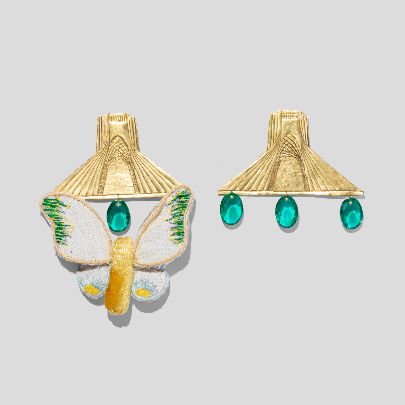 Picture of Azadi square earrings and butterfly