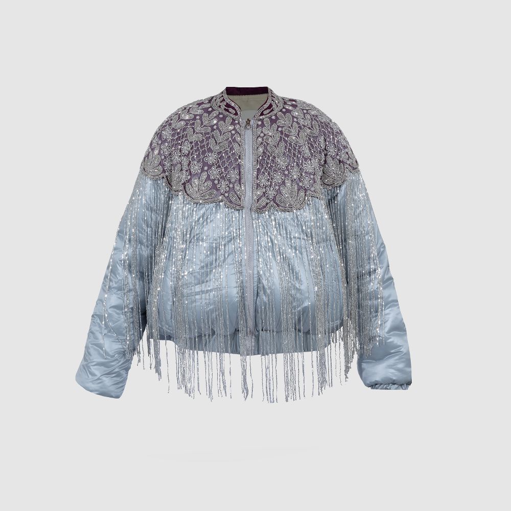 Picture of Blue beaded bomber jacket