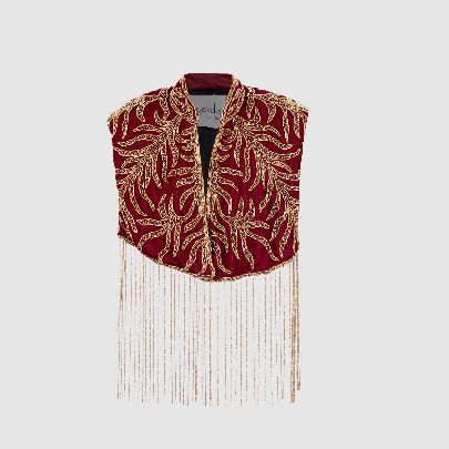 Picture of Crimson velvet beaded women's vest