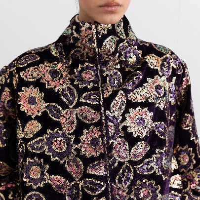 Picture of Women's dark purpel sequined velvet jacket