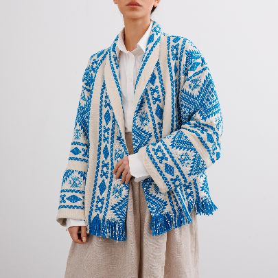 Picture of Casablanca blue poncho coat