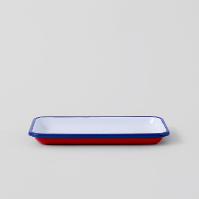 Picture of White red tray with navy blue