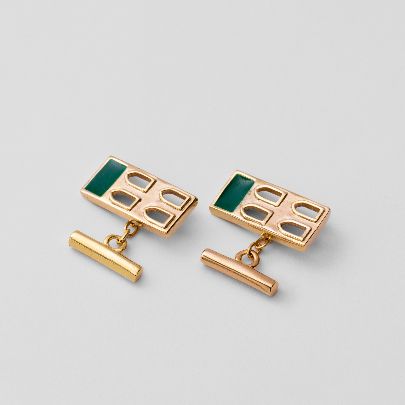 Picture of Shams Al Amara Green  rectangle Cufflink