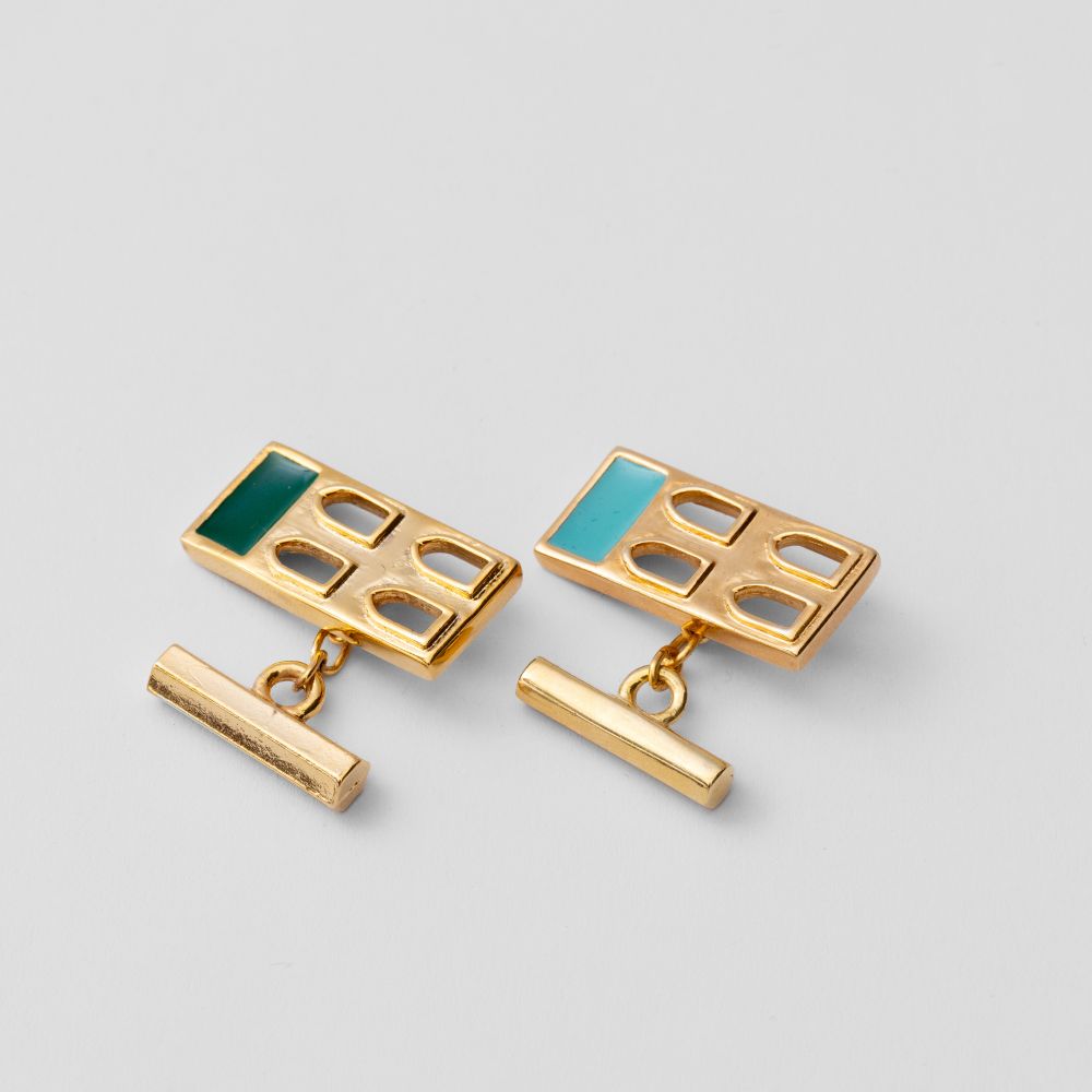 Picture of Shams Al Amara Green  rectangle Cufflink