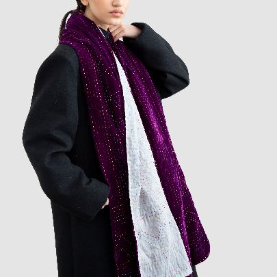 Picture of Purple and Grey velvet shawl