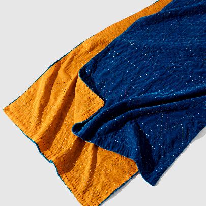 Picture of Blue and Yellow velvet shawl