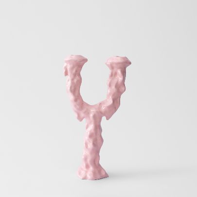 Picture of Candlestick with two branches of  pink ceramic tree