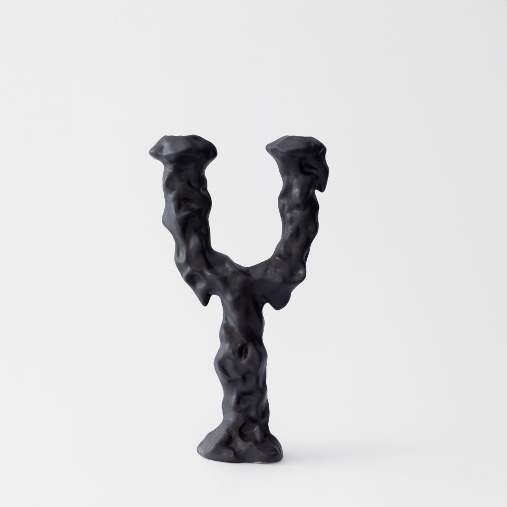 Picture of Candlestick with two branches of black ceramic tree