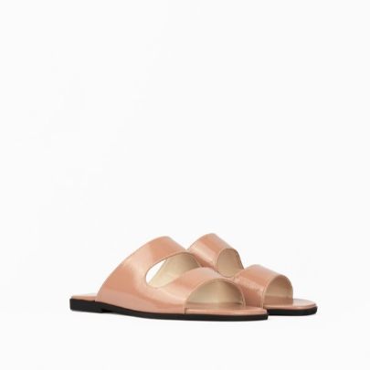 Picture of Pink vegan strappy flat slide sandals