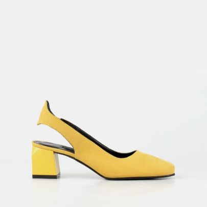 Picture of Women's Yellow nubuck slingback pumps