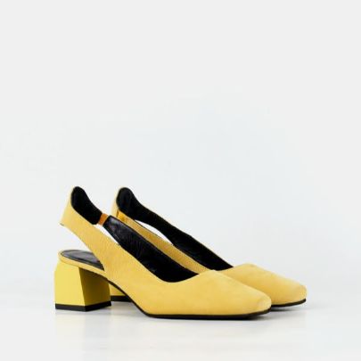 Picture of Women's Yellow nubuck slingback pumps