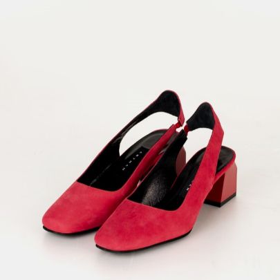 Picture of Women's red nubuck slingback pumps