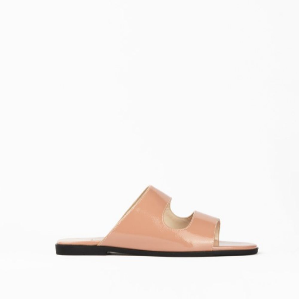 Picture of Pink vegan strappy flat slide sandals