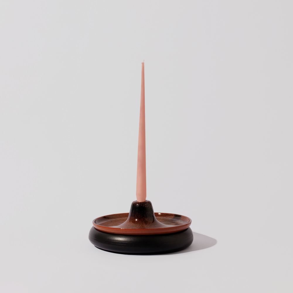 Picture of  Black brown ceramic candlestick