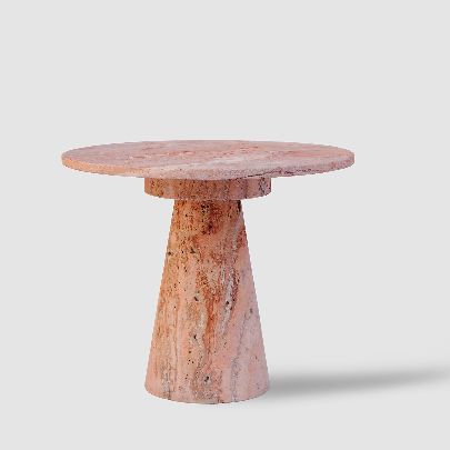 Picture of Travertine brick table with conical base