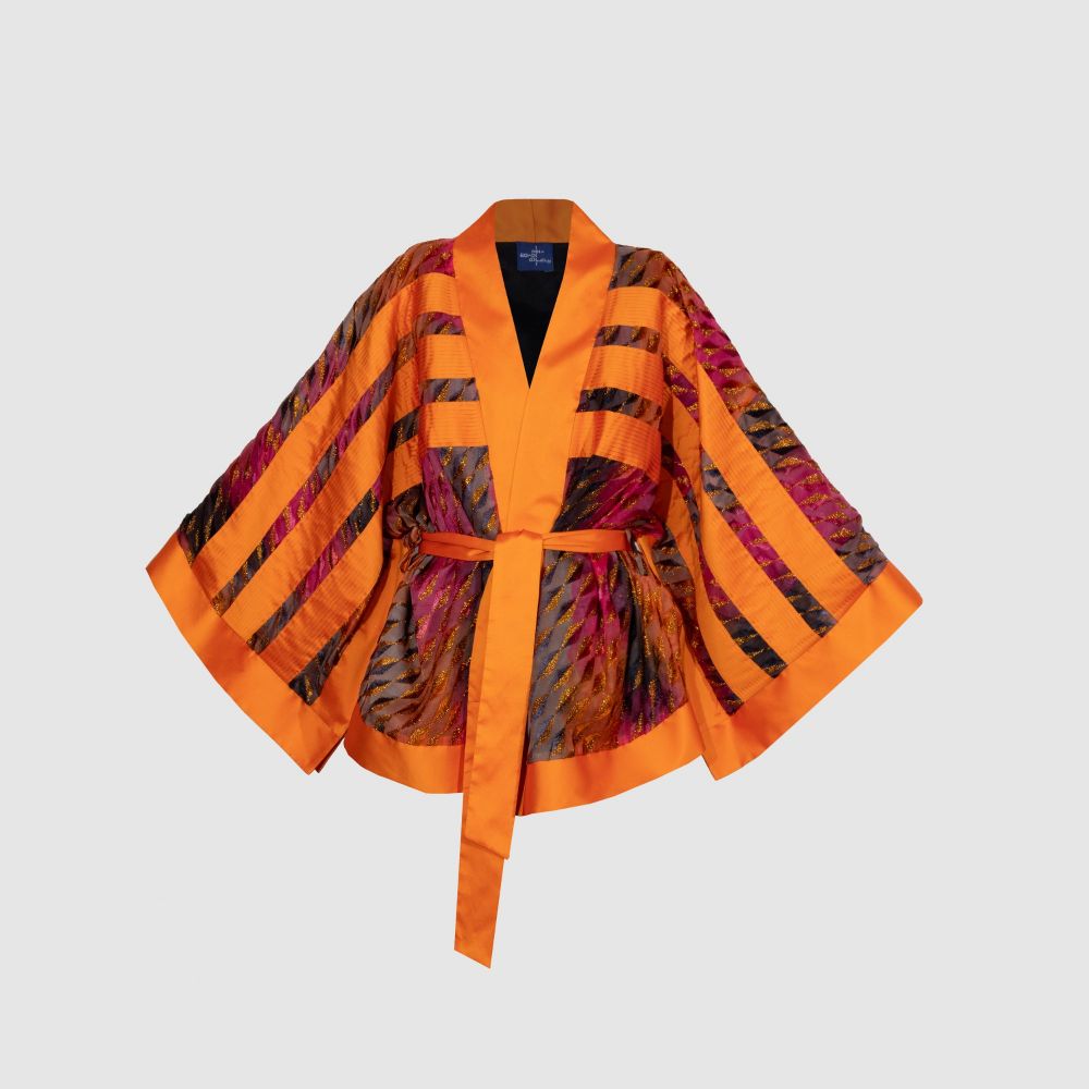 Picture of Orange silk light shade kimono