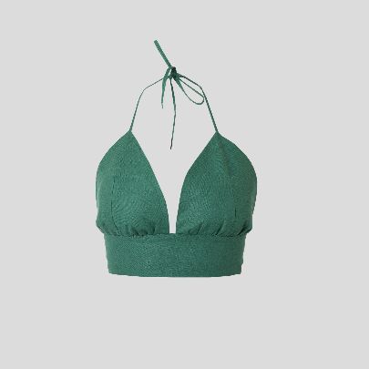 Picture of Women's dark green cotton and linen short top