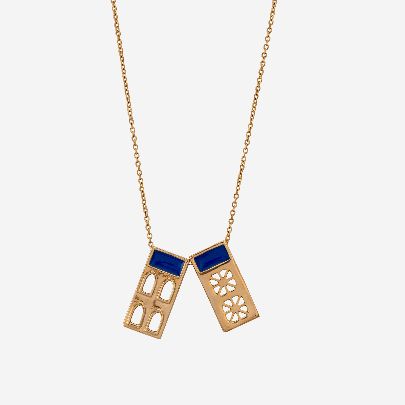 Picture of Shams Al-Amara small rectangular double dark blue necklace