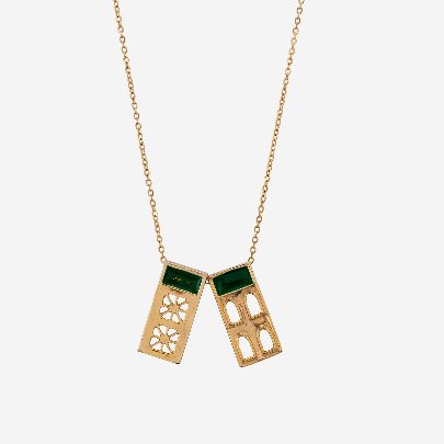 Picture of Shams Al-Amara small rectangular double dark  Green necklace