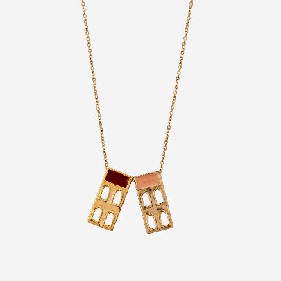 Picture of Shams Al-Amara small rectangular double Pink Red necklace