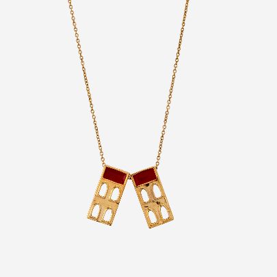 Picture of Shams Al-Amara small rectangular double red necklace