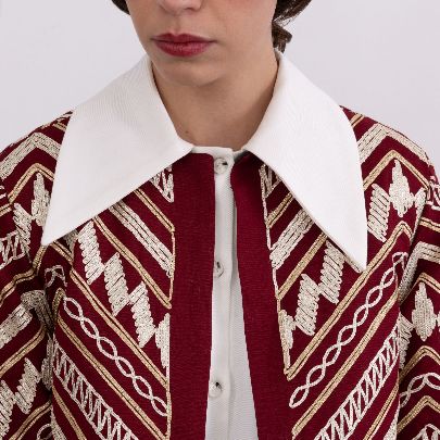 Picture of Crimson white patterned suit