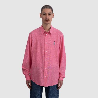 Picture of pink embroidered linen shirt